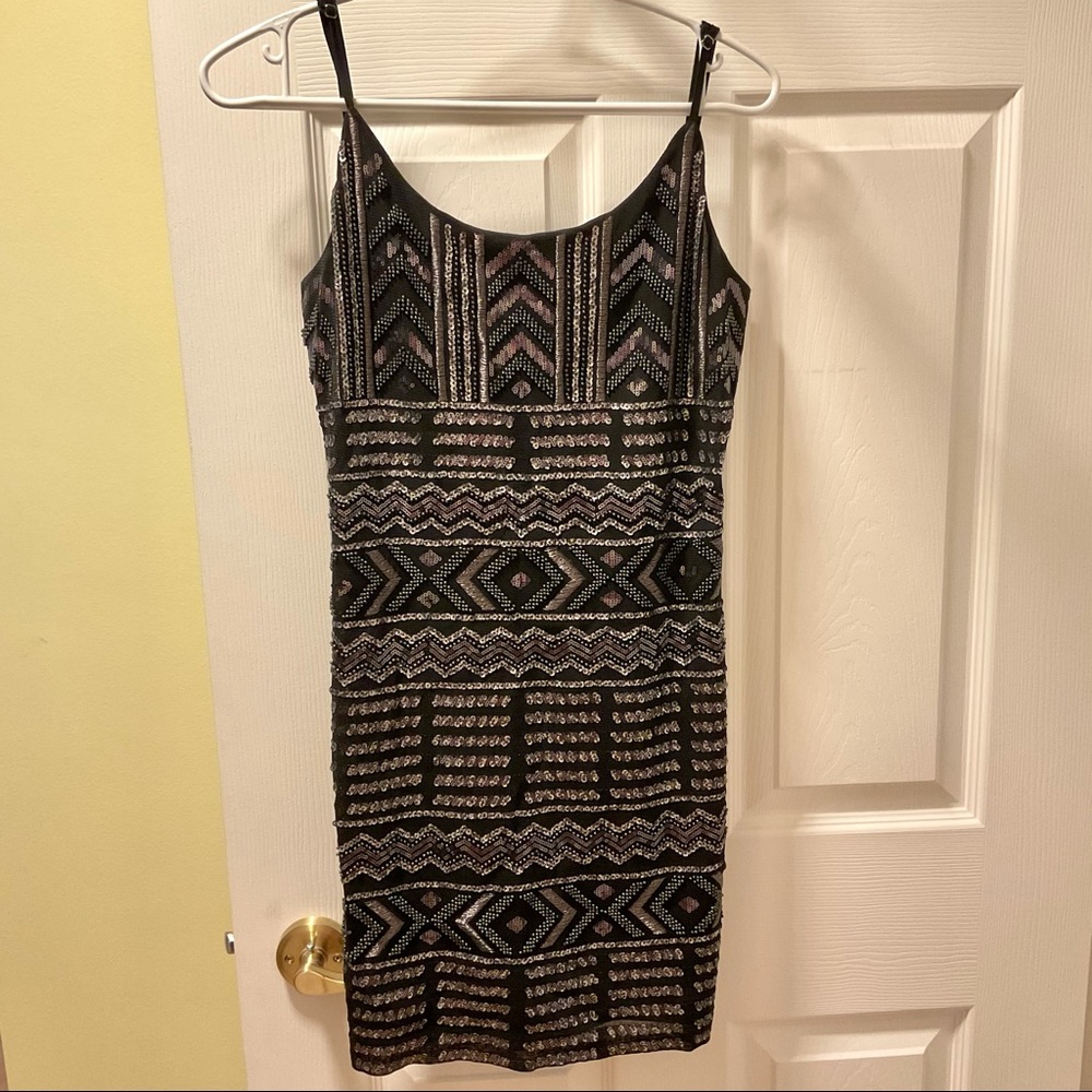 EXPRESS black low back sequin mini dress